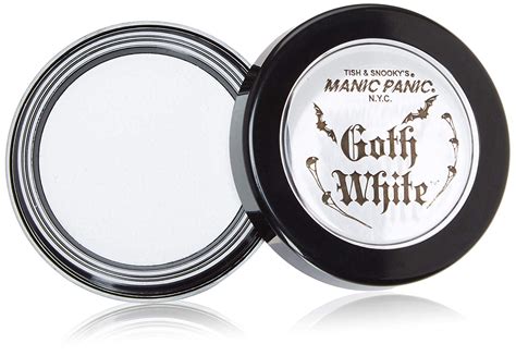 Goth White Cream-to-Powder Foundation Vampyre's Veil White Pressed Powder Virgin Black Raven Body & Face Paint Make-up ; Description : Manic Panic Dreamtone flawless liquid white foundation and skin toner for those who want to achieve a white base makeup for their face. Also used as a foundation mixer to lighten a darker shade of liquid foundation 